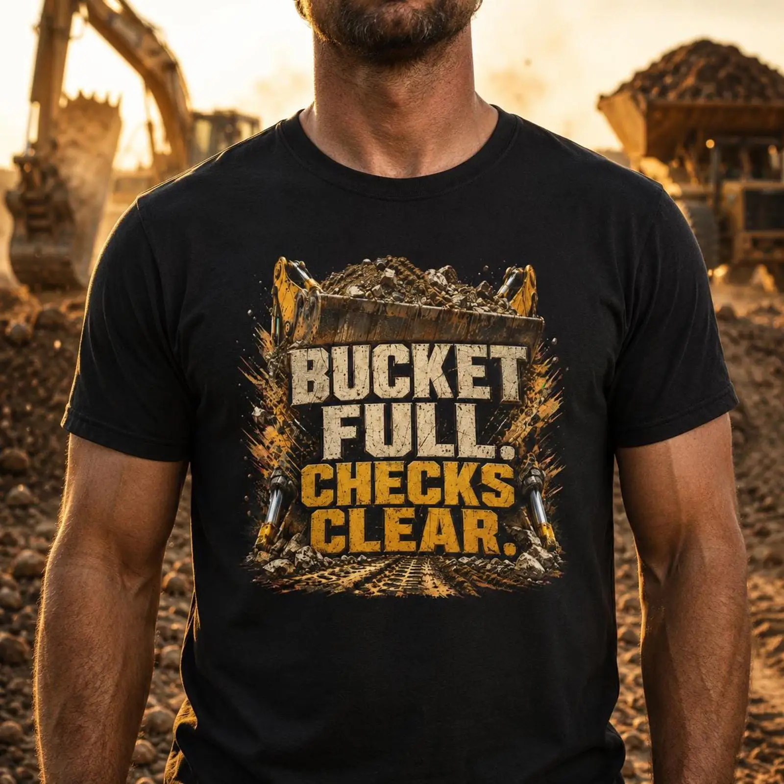 버킷 풀 체크 클리어 굴착기 티셔츠 남성용 중장비 운전 - Heavy Equipment With Bucket 리뷰 및 가격